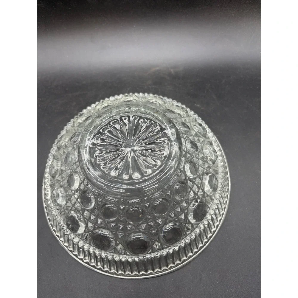 Vintage Clear Pressed Glass Thousand‎ Eye Candy Dish with Lid Round Compote